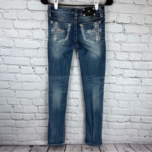 Miss Me Jean Women’s 14 (27x30.5) Low Rise Skinny Embellished Cross - Picture 2 of 12